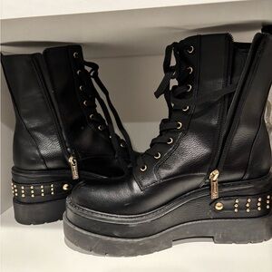 Black Leather Platform Boots